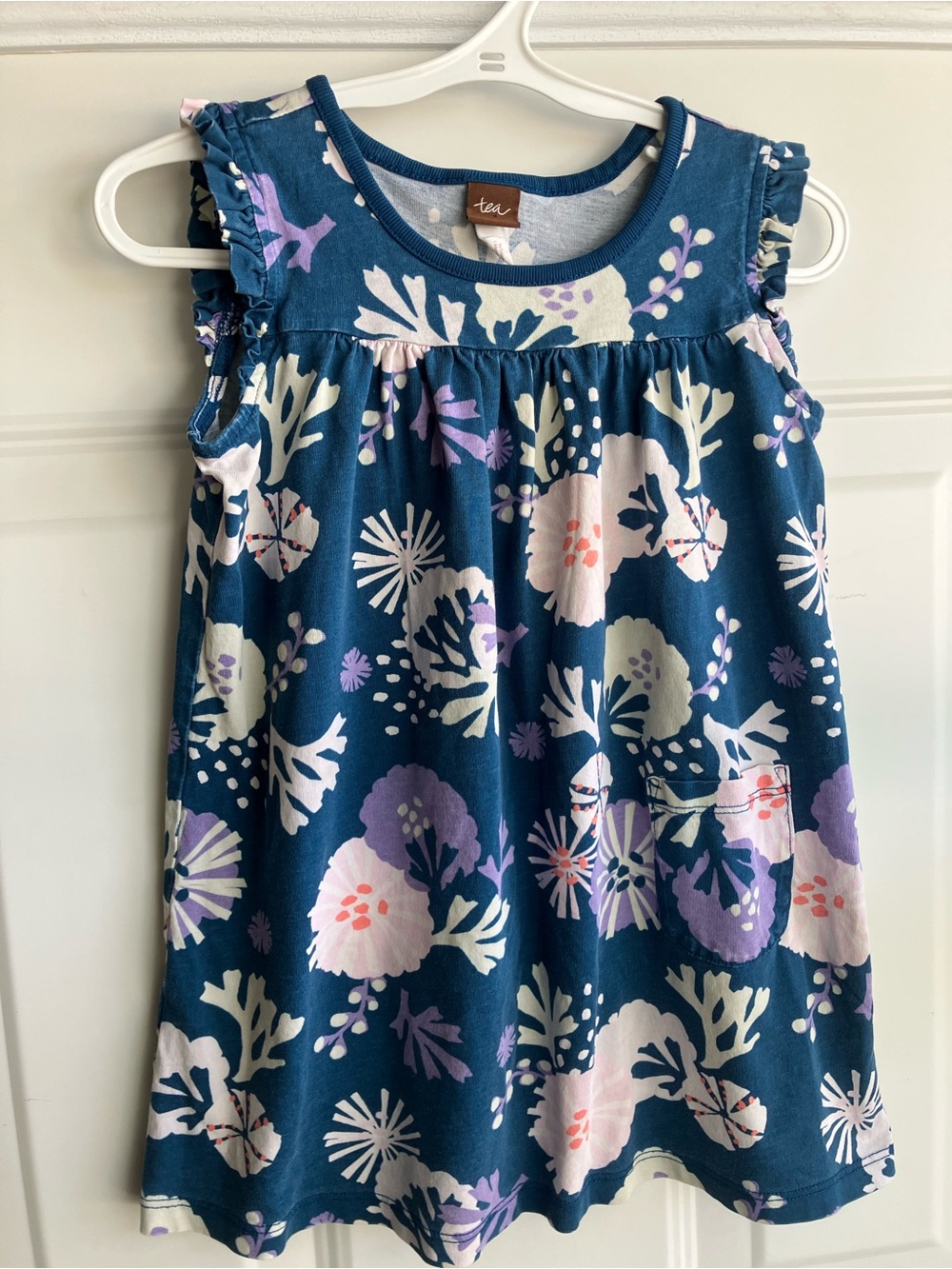 Tea collection sleeveless dress pink purple blue flowers 4T
